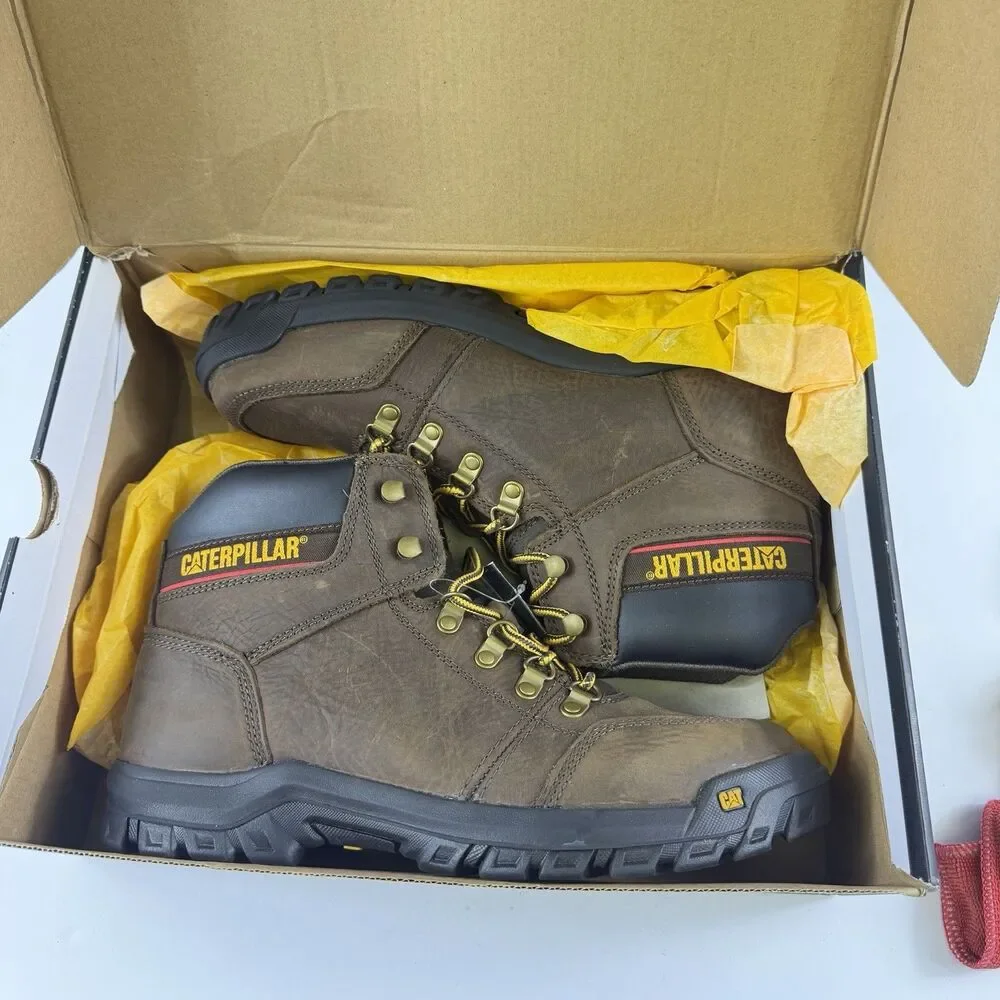 Cat Footwear Men's Outline Soft ToeWork Boot Size 10 Medium Seal Brown New